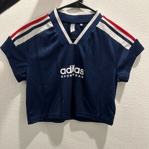 Adidas Dark Blue Top with White Stripes